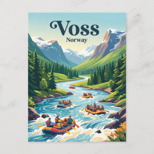 Voss, Norwegen, Wildwasser-Rafting Postkarte