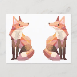 Vossen pixelart, Fox Pixel art  Postkarte