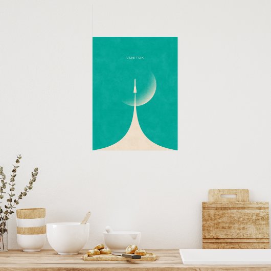 Vostok Rocket - Moon Aqua Poster (Küche)