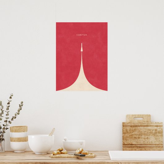 Vostok Rocket - Schlicht Red Poster (Küche)