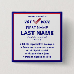 VÓT Haitian Creole Zweisprachige Kampagne 2026 Button