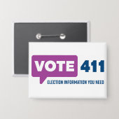 Vote411 Button (Vorderseite/Rückseite)