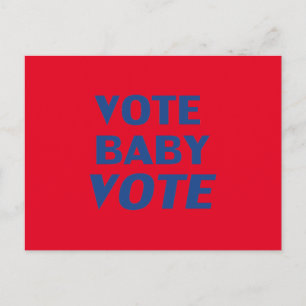Vote Baby Stimme Rot und Blau moderne Typografie Postkarte
