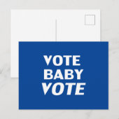 "Vote Baby Vote" blau weiß Postkarte (Vorne/Hinten)