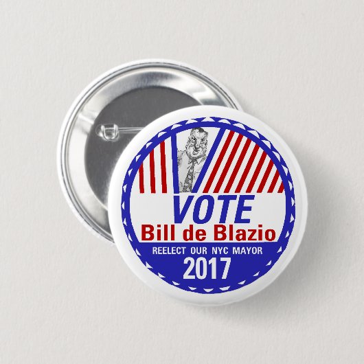 Vote Bill de Blazio 2017 Button (Vorne & Hinten)