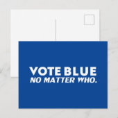 Vote blau, egal wer mutig Typografie weiß blau Postkarte (Vorne/Hinten)