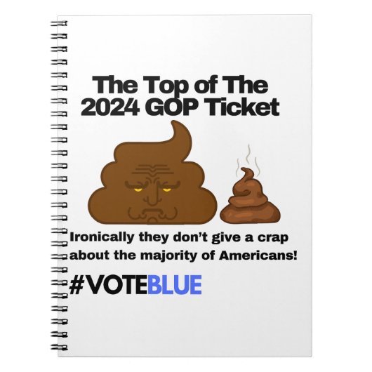 Vote Blue 2024: Anti-Trump Kacke Emoji Design Notizblock (Vorderseite)