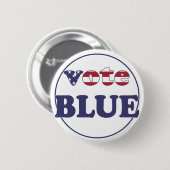 Vote Blue - American Flag Typografy Button (Vorne & Hinten)