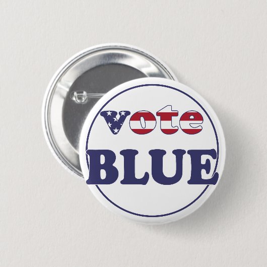 Vote Blue - American Flag Typografy Button (Vorne & Hinten)