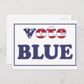 Vote Blue - American Flag Typografy Postkarte (Vorne/Hinten)