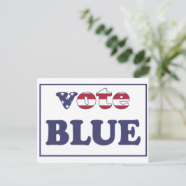Vote Blue - American Flag Typografy Postkarte