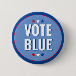 Vote Blue Bold Blue White Election Button