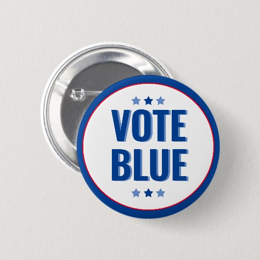 Vote Blue Bold Blue White Election Button (Vorne & Hinten)