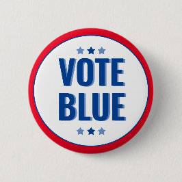 Vote Blue Bold Blue White Election Button