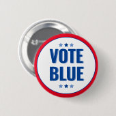 Vote Blue Bold Blue White Election Button (Vorne & Hinten)