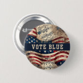 Vote Blue Button, Buttone für demokratische Party Button (Vorne & Hinten)