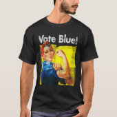 Vote Blue Democratic Rosie Riveter Blue Wave T Shi T-Shirt (Vorderseite)