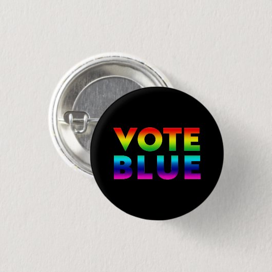 Vote Blue, lgbtq Stolz Regenbogen, schwarzer Butto Button (Vorne & Hinten)
