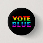 Vote Blue, lgbtq Stolz Regenbogen, schwarzer Butto Button (Vorderseite)