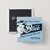 Vote Blue | Retro Funny | Rechteck Button (Vorne & Hinten)