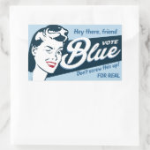Vote Blue | Retro Funny | Rechteckiger Aufkleber (Tasche)