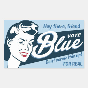 Vote Blue Retro Funny Rechteckiger Aufkleber
