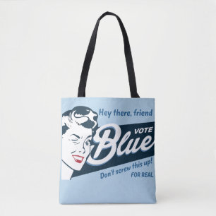 Vote Blue Retro Funny Tasche