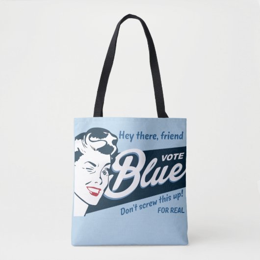 Vote Blue | Retro Funny Tasche (Vorderseite)