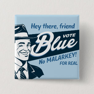 Vote Blue Retro Funny Typ Rechteck Button