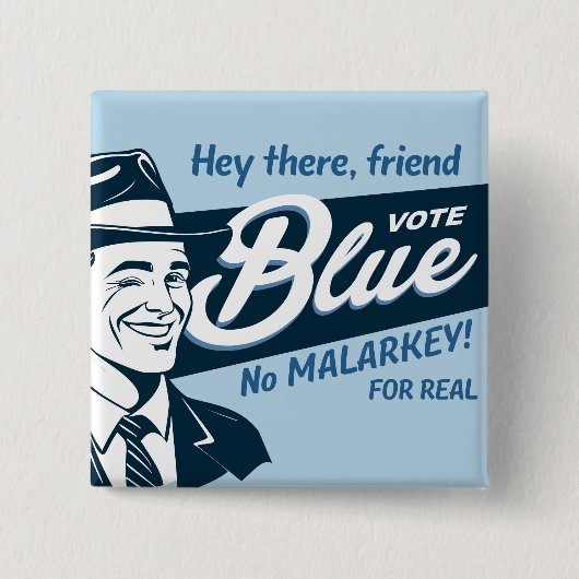 Vote Blue | Retro Funny Typ | Rechteck Button (Vorderseite)