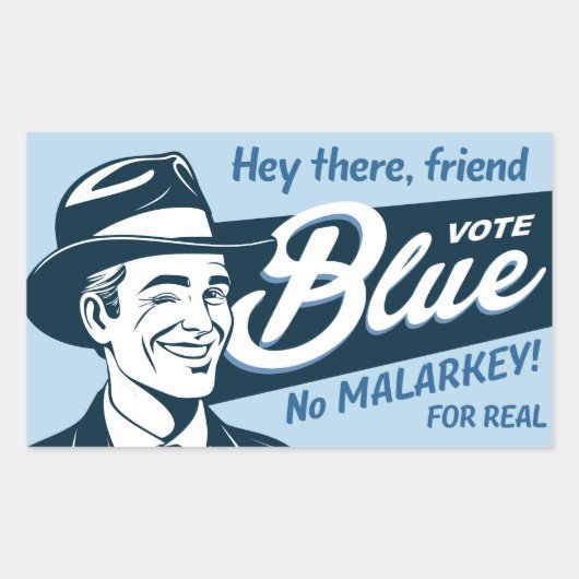 Vote Blue | Retro Funny Typ | Rechteckiger Aufkleber (Vorderseite)