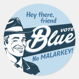 Vote Blue Retro Funny Typ Runder Aufkleber