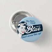 Vote Blue | Retro | Runde Button (Vorne & Hinten)