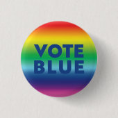 Vote Blue, Stolz lgbtq Regenbogenblau Button-Taste Button (Vorderseite)