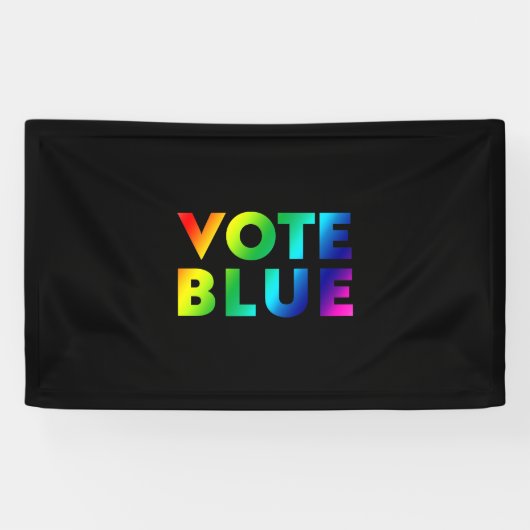 Vote Blue, Stolz Regenbogenfarben lgbtq schwarz Banner (Horizontal)