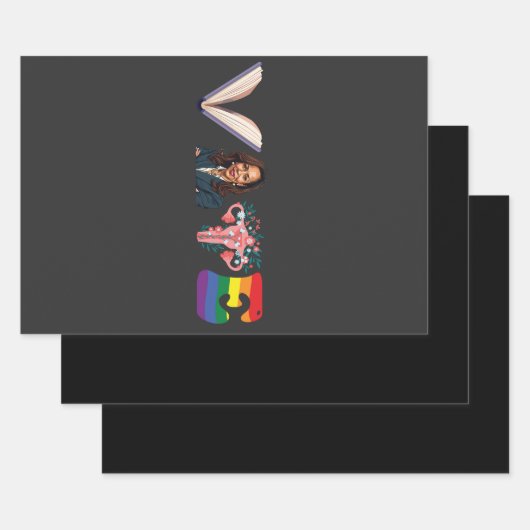 VOTE Bücher Uterus LGBT Kamala Harris Walz Wahl Geschenkpapier Set (Set)