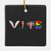 VOTE Bücher Uterus LGBT Kamala Harris Walz Wahl Keramikornament (Vorderseite)