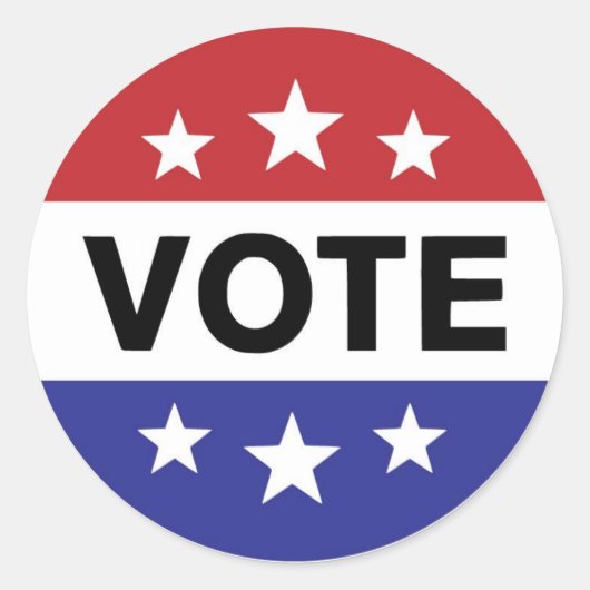 Vote Button 6 Stars Runder Aufkleber (Vorderseite)