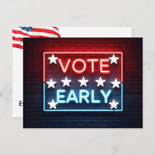 Vote Early Neon Sign Postkarte (Vorne/Hinten)