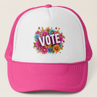 VOTE Floral Pink Trucker Hat Truckerkappe