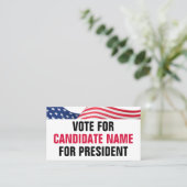 Vote For Candidate American Flag Patriotic QR Code Visitenkarte (Stehend Vorderseite)