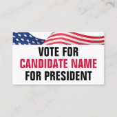 Vote For Candidate American Flag Patriotic QR Code Visitenkarte (Vorderseite)