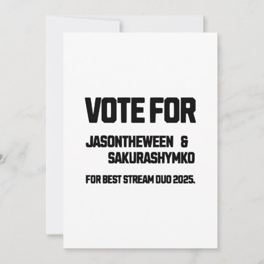Vote for Jason and Sakura Dankeskarte (Vorderseite)