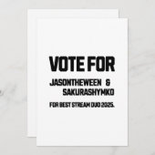 Vote for Jason and Sakura Dankeskarte (Vorne/Hinten)