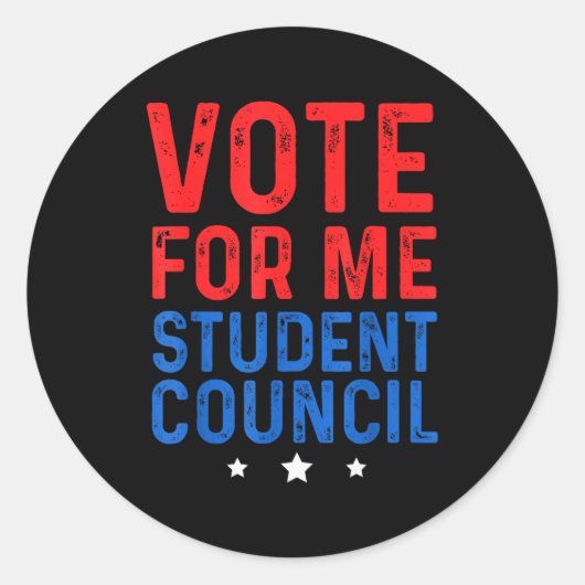 Vote For Me Student Council Runder Aufkleber (Vorderseite)