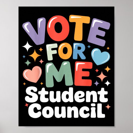 Vote For Me Student Council Vibes School Election Poster (Vorne)
