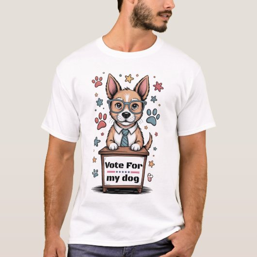 Vote for My Dog – Funny Hand-Drawn Dog Lover T-Shirt (Vorderseite)