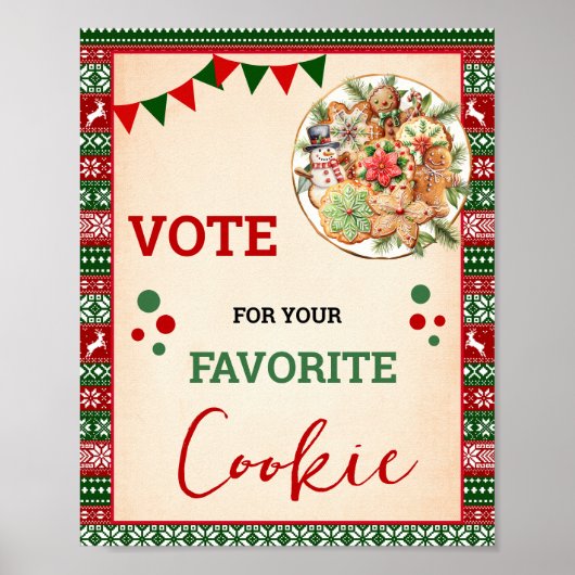 Vote for Your Favorite Cookies Christmas Sign Poster (Vorne)
