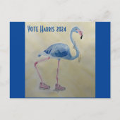 Vote Harris 2024 Blue FLAmingo w/ Pearls Postcard Postkarte (Vorderseite)