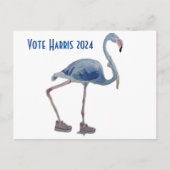 Vote Harris 2024 Blue FLAmingo w/ Pearls Postcard Postkarte (Vorderseite)